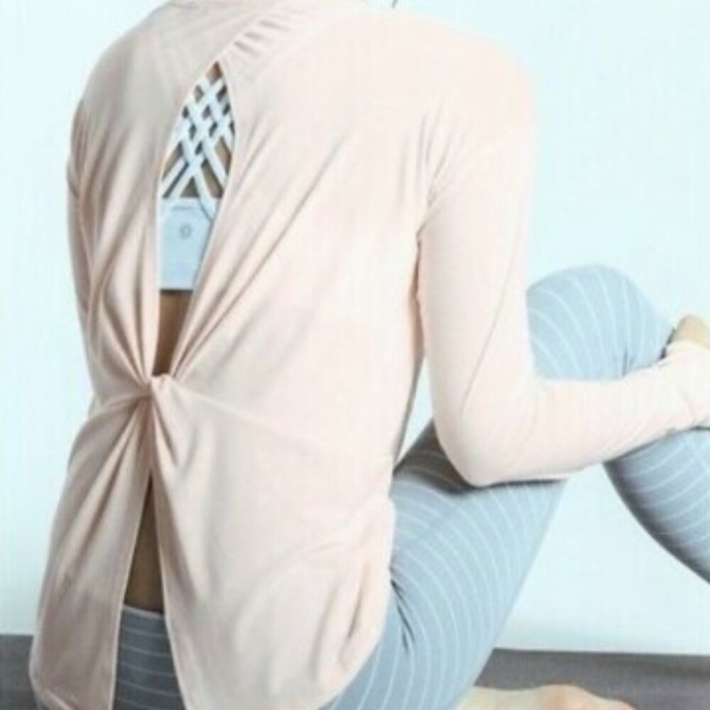 Athleta Light Pink Long Sleeve Twist-Back Top